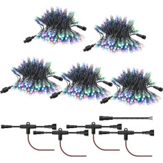ALITOVE WS2811 LED Pixels Full Colour Fairy Lights Waterproof IP68 12 V Addressable RGB Programmable String Lights 12 mm Diffused Digital Dream Colour LED Bullet Modules with 3 Pin ALT Connections
