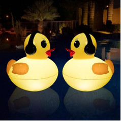 Floating Pool Lighting Solar, 41 cm Waterproof Duck Pool Lights, LED Garden Lighting, Solar Luminous Pool Lighting, Inflatable Pond Lighting, Solar Floating for Pool, Pond, Garden, Pack of 2