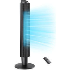 HERILIOS Tower Fan 35 dB Quiet with Remote Control 106 cm Floor Fan 90° Oscillation 40 W Column Fan 12 Hours Timer 5 Speeds 3 Wind Mode Room Fan Home Office