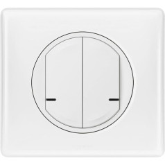 Legrand 67722 Double Switch with 2 Circuits 250 W for Installation Céliane with Netatmo with Lacquered Plate White 67722