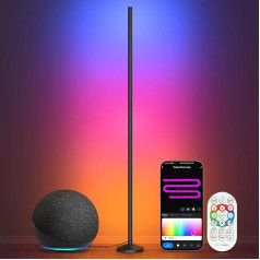 OUTON Smart LED Floor Lamp, 165 cm RGB WiFi Dimmable Floor Lamp with Remote Control, App Control, Alexa & Google Assistant, Music Sync, 300+ Scene Modes, Removable Floor Lamp for Living Room, Bedroom