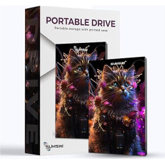 SUHSAI External Hard Drive 500GB Portable Hard Drive Gaming External Hard Drive Backup Drive USB 3.0 Data Storage Drive Cat Printed Hard Drive Compatible with Mac Desktop PC PS4 PS5 Xbox One