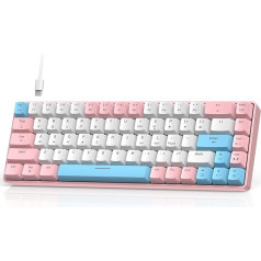 60 Percent Keyboard Mechanical Gaming Keyboard, RGB Lighting Keyboards, Compact 68 Keys Keyboard, USB-C Ergonomic Keyboard Compatible with PS4, Xbox, PC Keyboard - Pink/Blue Switch