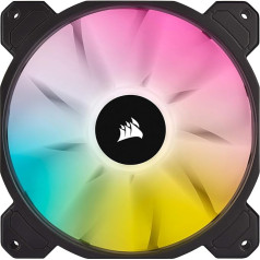Corsair iCUE SP140 RGB Elite Performance 140 mm PWM Single Fan (CORSAIR AirGuide Technology, Eight Controllable RGB LEDs, Quiet 18 dBA, PWM-Controlled, Up to 1,200 rpm with 115.7 m³/h) Black