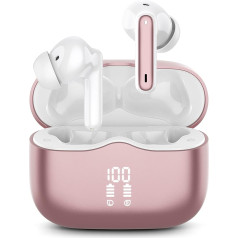 Bluetooth Headphones, Wireless Bluetooth 5.3 In-Ear Headphones with 4 ENC Noise Cancelling Mic, Wireless Headphones Deep Bass Wireless Earbuds 36 Hours, IP7 Waterproof Earphones, Pink Gold