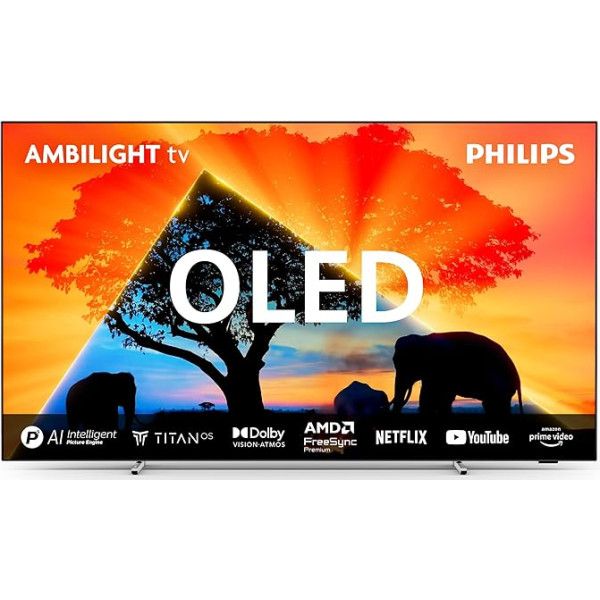 Philips Ambilight 65OLED759 4K OLED Smart TV - 65-Zoll Display mit P5 AI Perfect Picture Ultra HD, Titan OS, Dolby Vision und Dolby Atmos, Funktioniert mit Alexa und Google Sprachassistent