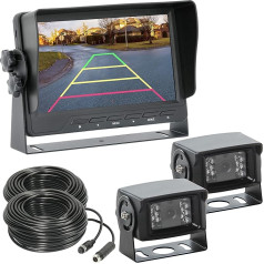 VSG 24 24504 Reversing Camera 7 Inch Transporter Set Transit Including 2 x Camera, Monitor, Cable - Waterproof Night Vision 12 V - 24 V Robust Reversing System for Car Caravan Truck Trailers