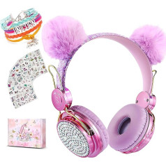 SVYHUOK Girls' Bluetooth Headphones with Microphone, Over Ear Headphones Wireless Children with 85 dB Volume Limit, Suitable for PC/iPad/Study/Phones, Children's Headphones Gifts