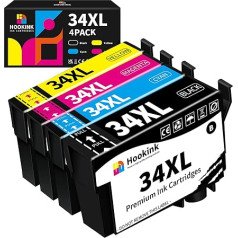 Hookink 34XL 34 XL Druckerpatronen Multipack kompatibel für Epson 34XL Patronen für Workforce Pro WF-3720DWF WF-3725DWF WF-3720 WF-3725 WF3720 WF3725 (4er-Pack)