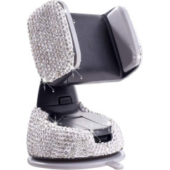 Herbests Mobile Phone Holder Car Ventilation Bling Glitter Rhinestone Diamond Universal Smartphone Mobile Phone Holder 360° Adjustable Car Dashboard Holder for iPhone Samsung Huawei All Smartphones