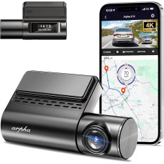 ARPHA A14 WiFi 4K Dashcam vorne 3840 x 2160P UHD, Sprachsteuerung Dashcam für Autos, 150° Weitwinkel-Auto-Dashcam mit kostenloser APP, integriertem GPS, WDR, Nachtsicht, G-Sensor, 24-Stunden-Parkmodus