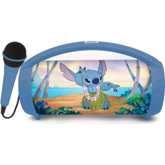 Lexibook - Disney Stitch - Kabelloser Lichtlautsprecher mit Mikrofon, Stereosound, Karaoke-Funktion, USB- und SD-Kartenanschluss, wiederaufladbarer Akku, Tragegriff zum Mitnehmen, Blau, BTP585DZ