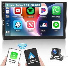 2G + 64G Android 13 Car Radio for Audi A4 S4 RS4 2002-2008 with Wireless Apple Carplay & Android Car, 9 Inch Touch Screen Car Radio with GPS WiFi Bluetooth FM/RDS Radio SWC AUX + AHD Rear View Camera