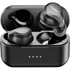 TOZO NC7 All Functions Bluetooth Headphones, OrigX 2.0 Wireless Headphones with 72 Hours Ultra Long Playback Time, In-Ear Headphones with App Adjustment, Immersive Sound Deep Bass Earphones, Black