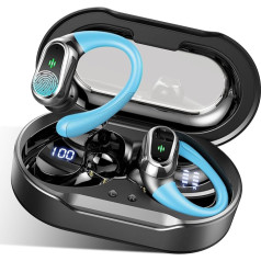 Bluetooth Headphones Sports Headphones Wireless Bluetooth 5.3 with 4 ENC Mic, 50H Playtime Wireless Headphones, Deep Bass Earbuds IP7 Waterproof Earphones LED Display USB-C Touch Control with Ear