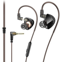 GameXtrem LD2 PRO High Fidelity Noise Isolating Earbuds/Earphones with Removable Cable, 2 Pin, 0.75 mm (with Microphone) with Five Drivers (Black)