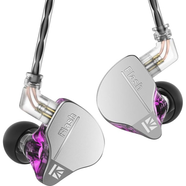 keephifi KBEAR Flash Dual Drviers Hybrid HiFi Headphones, CNC Aluminum Alloy Cover in Ear, Powerful Magnetic Dynamic Driver 10mm, Detachable Cable (Purple, No Microphone)