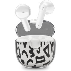 Music Sound | DRIP - Bluetooth Capsule Headset - Transparent Housing with Fashionable Patterned Design - 19 Hours Playtime - Controls on the Earpiece - Imaginative Symbols