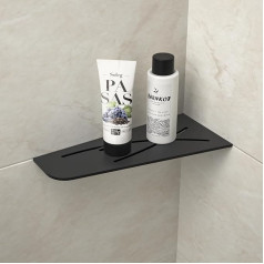 Bernkot Corner Shower Shelf Black 304 Stainless Steel Recessed Corner Shelf 305 mm Tiled Wall Shelf Square Shelf for Bathroom Storage No Drilling