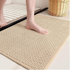 Color G Bath Mat Non-Slip Washable 40 x 60 cm, Soft Chenille Bathroom Rug Super Absorbent Bath Mat Non-Slip Machine Washable Bath Mat for Shower, Bathroom, Bathtub - Beige