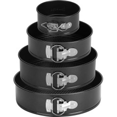 isheTao Springform Cake Pan Set of 4 (4 inch, 7 inch, 9 inch, 10 inch), Black Cheesecake Pan, Round Non-Stick Bakeware, Springform Cake Tin for Cheesecake, Removable Base, Leakproof