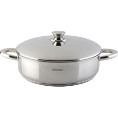 Low Saucepan Frying Pan Roasting Pan Stainless Steel 18/10 with Steel Lid Diameter 24 cm