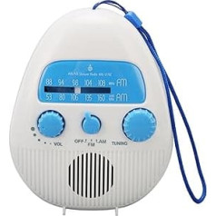 Portable Shortwave Radio, AM-FM Shower Radio, Bathroom Radio, Waterproof Portable Rechargeable Radio with Integrated Speaker, Battery Operated Shower Radio