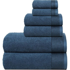 GLAMBURG Ultra Soft 6 Pack Cotton Towel Set, Includes 2 Oversized Bath Towels 70 x 140 cm, 2 Hand Towels 40 x 60 cm and 2 Washbeds 30 x 30 cm, Mineral Blue