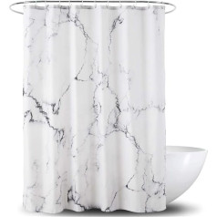 Alumuk Fabric Shower Curtain Waterproof Shower Curtain with Reinforced Hem Washable Textile Shower Curtain Various Sizes Polyester Marble, 180 x 200 cm