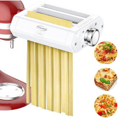 TPGSING Pasta Machine Attachment for KitchenAid Stand Mixer, 3 in 1 Pasta Roller & Cutter Set for KitchenAid, Adjustable Dough Thickness Fettuccine Cutting Device Accessories with Cleaning Brush