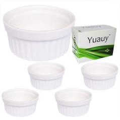 Yuauy 4pcs Soufflé Bowls Ramekins Dipping Sauce Baking and Cooking Bakeware Bowls White Pudding Dessert Cream