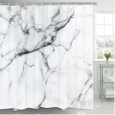 Alishomtll Shower Curtain Textile Shower Curtain Fabric with Rings, Marble Waterproof Shower Curtain Washable Bath Shower Curtains Anti Mould Digital Print Polyester 180 x 200 cm