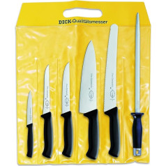 F. DICK ProDynamic 851000000 Chef's Knife Set 6-Piece (2 Kitchen Knives, Boning Knives, Chef's Knife with Serrated Edge, X55CrMo14 Blade Steel, Hardness 56°, Knife) Grey
