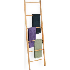 Relaxdays Wooden Towel Ladder, 6 Rungs, Laundry Ladder, Towels & Clothes, H x W 170 x 55 cm, Bathroom Ladder, Natural
