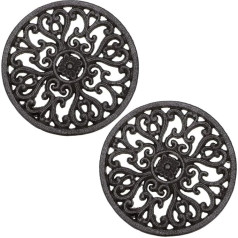 Sumnacon Cast Iron Coasters Decorative Round Vintage Pattern Set of 2