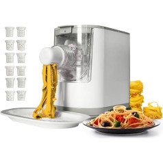 Avilia Elektrische Nudelmaschine 200 W mit 12 Aufdrucken für verschiedene Formate - Schnellteig 3 Minuten, fertige Nudeln in 10 Minuten - Kapazität 350 g inklusive Reinigungsschaber