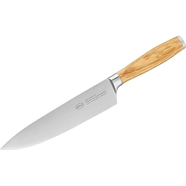 Rösle Artesano Chef's Knife, High-Quality Kitchen Knife for Cutting Meat, Fish, Poultry and Vegetables, Made in Solingen, Special Blade Steel, Olive Wood