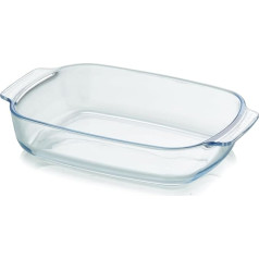 KHG Glass Casserole Dishes 2 Litres Oval for Cold and Hot Food, Dishwasher Safe, Microwave Safe, Glass Roasting Dish Baking Mould, 30 x 20 x 6 cm