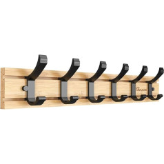 Anjuer Clothes Hanger Clothes Rack 6 Active Hooks Heavy Duty Clothes Hat Holder Bamboo