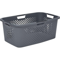 SUNDIS Pixel, Wäschekorb 40l, aus recyceltem Kunststoff, grau, 4 seitliche Griffe, Belüftung an allen 4 Seiten