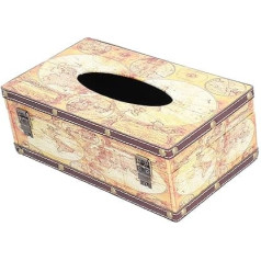 Tissue Box Organiser Wooden Leather Tissue Box Cleaning Cloth Box Tissue Holder with Hinged Lid Napkin Dispenser in Antique Style for Living Room Dining Room Kitchen 10.0 x 5.7 x 3.5 Inches