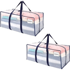 VENO 86 Litre Extra Large Storage Bag with Strong Handles and Zippers for Moving, Clothes Storage, Laundry Bags, Travel Bag, Reusable (Transparent Packaging, Pack of 2)
