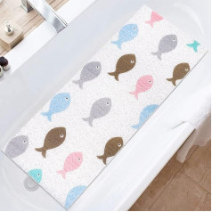 Bathtub Mat Non-Slip 40x100cm Safety Shower Mat Comfort Soft with Drainage Holes Massage Mat PVC Loofah for Wet Areas Quick Drying Digital Printing