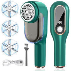 Electric Fabric Shaver and Lint Remover with 3 Extra Blades, Large Capacity for Fast and Effective Removal of Lint, Lint and Pom Poms (Dark Green)