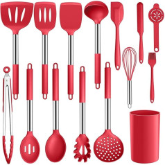 Joyfair Kitchen Utensils Set, 15 Pieces Silicone Cooking Utensils Set, Non-Stick Spatula, Spoon, Tongs, Cookware Set, Ideal for Cooking, Baking, Mixing, Serving, Heat Resistant