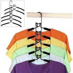 CESHMD 5-in-1 Clothes Hanger, Multi-layer Wardrobe Clothes Rack, Non-Slip Multifunctional Metal Sponge, Space Saving for Adults, Clothes, Storage for Household (1 Set)