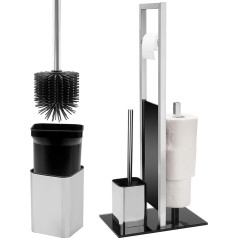 BearCraft Toilet Set Including Silicone Toilet Brush | Toilet Stand in Timeless Design Made of Glass and Stainless Steel