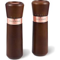 Cole & Mason H331935 Lyndhurst Salt and Pepper Mill Set of 2 Manual Chestnut / Rose Gold Ash / Stainless Steel 185 mm Gourmet Precision+ Gift Set