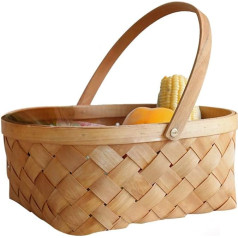 TENDYCOCO Braided Basket with Handle Handmade Rattan Storage Container Casalinga Organiser for Vegetable Portion for Picnics Party Home (Small)