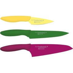 KAI Pure Komachi 2 Kitchen Knife Set 3-Piece - Vegetable Knife 15 cm, Utility Knife 15 cm, Office Knife 10 cm - Stainless Carbon Steel - Non-Stick Coating with Polypropylene Handle